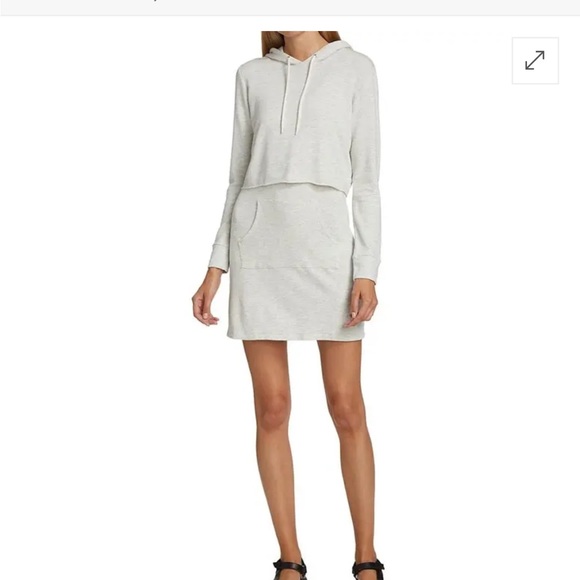 NWOT Monrow Supersoft Double Layer Hoody Dress in Ash Gray (Small) - Picture 2 of 15